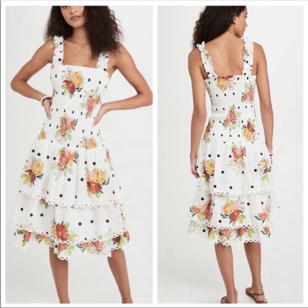 Farm Rio White Nanaju Midi Dress